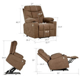 YITAHOME Power Lift Recliner Chair, Modern Fabric Recliner Chair with Massage and Heat, Spacious Seat, USB Ports, Cup Holders, Remote Control, Suitable for Living Room Dark Grey2