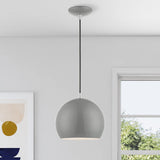 Livex Lighting Piedmont – 1 Light Globe Pendant in Industrial Style-15 Inches Tall and 10 Inches Wide-Shiny Light Gray/Polished Chrome