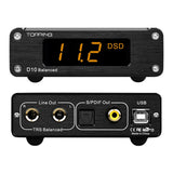 Topping D10 Balanced USB Converter HiFi Converters TRS/XLR/Opt/Coax Output ES9038Q2M XMOS XU208 PCM384KHz DSD256 Digital to Analog Converter Home Audio DAC (Black)