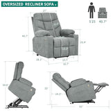YITAHOME Power Lift Recliner Chair, Modern Fabric Recliner Chair with Massage and Heat, Spacious Seat, USB Ports, Cup Holders, Remote Control, Suitable for Living Room Dark Grey2