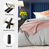 Allewie Queen Size Velvet Bed Frame/Vertical Channel Tufted Wingback Headboard/Upholstered Platform Bed/Strong Wooden Slats/No Box Spring Needed/Easy Assembly/Black