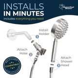 HammerHead Showers? Solid Metal LOW FLOW Handheld Shower Head with Hose and Brass Holder – OIL RUBBED BRONZE ?C Water Saving 1.75 GPM Detachable Shower Head – Adjustable Shower Wand Bracket & 6ft Hose
