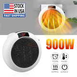 JahyShow Plug-in Electric Heater Fan – 900W Wall Sockets with Remote Timer – Digital Thermostat