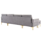 Soges U-Shaped Sectional Sofa with Ottoman, Convertible Couch for Living Room, 5 Seater Sofa, Gray, 110×54