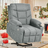 YITAHOME Power Lift Recliner Chair, Modern Fabric Recliner Chair with Massage and Heat, Spacious Seat, USB Ports, Cup Holders, Remote Control, Suitable for Living Room Dark Grey2