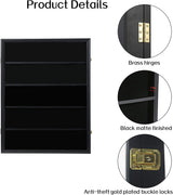 35 Graded Sports Card Display Case – Baseball Card Display Frame with UV Protection Clear View Lockable Wall Cabinet for Basketball Collectible Trading Card Black Finish
