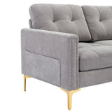 Soges U-Shaped Sectional Sofa with Ottoman, Convertible Couch for Living Room, 5 Seater Sofa, Gray, 110×54