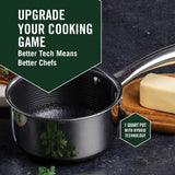 HexClad 1 Quart Hybrid Pot with Glass Lid – Non Stick Saucepan, Easy to Clean, Dishwasher & Oven Safe – Perfect for Making Sauces, Reheating Soups, Stocks, Cooking Grains