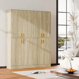 Cozy Castle Kitchen Pantry Cabinet, 71 Tall Wood Storage Cabinet with Doors and Shelves 4 Doors Freestanding Cupboard Utility Hutch for Dining Room Living Room Bathroom Furniture, Gray