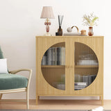 QCAI Sideboard Cabinet,Buffet Cabinet with Storage, Accent Storage Cabinet with Glass Doors, Cupboard Console Table for Living Room, Hallway, Dining Room, Entryway, 31.5X 15.7X 31.5 Inches