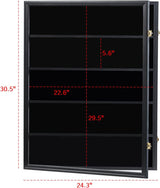 35 Graded Sports Card Display Case – Baseball Card Display Frame with UV Protection Clear View Lockable Wall Cabinet for Basketball Collectible Trading Card Black Finish