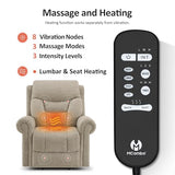 MCombo Triple Motor Power Lift Recliner Chair with Massage and Lumbar&seat Heating, Rolled Arms, Adjustable Headrest for Elderly People, Fabric 7888 (Coffee, Medium)