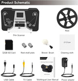 8mm Super 8 Reels to Digital MovieMaker Film Scanner Converter, Pro Film Digitizer Machine with 2.4 LCD, Silver (Convert 3 inch and 5 inch Film reels into Digital) with 32 GB SD Card