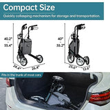 ELENKER 3 Wheel Walkers for Seniors, 3 Wheeled Rollator with 10?? Wheels, Narrow Walkers for Small Spaces, Compact Folding, Ideal for Traveling, Blue