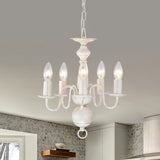 White Chandelier Small Rustic Chandeliers Farmhouse Metal Chandeliers 5 Light French Country Chandelier Lighting for Entryway,Foyer,Dining Room and Living Room