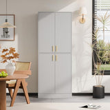Cozy Castle Kitchen Pantry Cabinet, 71 Tall Wood Storage Cabinet with Doors and Shelves 4 Doors Freestanding Cupboard Utility Hutch for Dining Room Living Room Bathroom Furniture, Gray