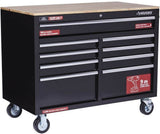 Husky 46 in. W x 24.5 in. D 9-Drawer Mobile Workbench with Solid Wood Top in