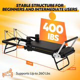 Foldable Pilates Reformer for Home Use, Portable Pilates Machine Reformer with Adjustable Resistance, Springs and Cords, Compact, Lightweight, Perfect for Home Gym, Maximum Load 400 LBS