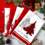 Geyoga 6 Pcs Merry Christmas Kitchen Towels Buffalo Plaid Xmas Tree Dish Towels Hand Towel Tea Towel Absorbent Soft Drying Cloth for Holiday Housewarming Gifts, 16×24 Inch(Gray White)