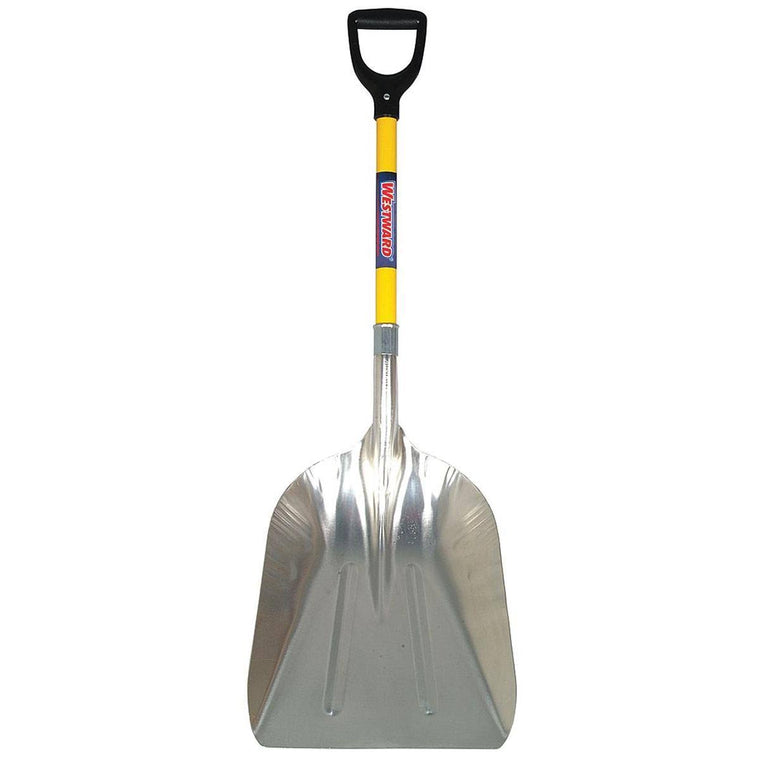 Westward 3yu77 Grain Scoop,26-1/4 in. Handle,Aluminum, Yellow
