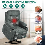 YITAHOME Power Lift Recliner Chair, Modern Fabric Recliner Chair with Massage and Heat, Spacious Seat, USB Ports, Cup Holders, Remote Control, Suitable for Living Room Dark Grey2
