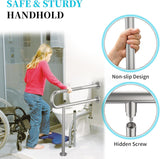 Toilet Support Rail 31.3X 31.5 Inch, Munzong Anti-Slip Satin Brushed Nickel Handicap Grab Bar for Bathroom, Stainless Steel Knurled Safety handrails with Leg for Elderly Disabled Pregnant-1.25??Tube