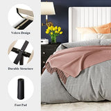 Allewie Queen Size Velvet Bed Frame/Vertical Channel Tufted Wingback Headboard/Upholstered Platform Bed/Strong Wooden Slats/No Box Spring Needed/Easy Assembly/Black