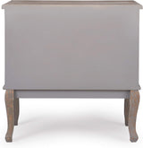 ClickDecor Thomas Antique Country Style Dresser Chest with 3 Drawers, Weathered Wood Nightstand Living Room Accent Furniture, Black Ring Handle, Curved Legs, Gray