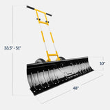 Best Choice Products 36in Galvanized Blade Heavy-Duty 2-Wheel Snow Pusher Hand Plow for Snow Removal w/Wheels, Adjustable Handle, Blade Angle – Black