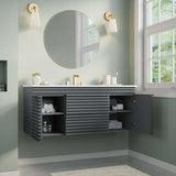 Modway Render 48 MDF and Particleboard Wall-Mount Bathroom Vanity – Gray/White