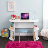 Pemberly Row Compact Student Desk with Storage in White