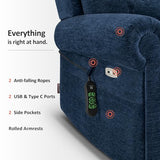 MCombo Triple Motor Power Lift Recliner Chair with Massage and Lumbar&seat Heating, Rolled Arms, Adjustable Headrest for Elderly People, Fabric 7888 (Coffee, Medium)