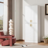 Cozy Castle Kitchen Pantry Cabinet, 71 Tall Wood Storage Cabinet with Doors and Shelves 4 Doors Freestanding Cupboard Utility Hutch for Dining Room Living Room Bathroom Furniture, Gray