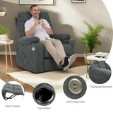 YITAHOME Power Lift Recliner Chair, Modern Fabric Recliner Chair with Massage and Heat, Spacious Seat, USB Ports, Cup Holders, Remote Control, Suitable for Living Room Dark Grey2