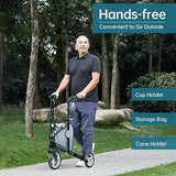 ELENKER 3 Wheel Walkers for Seniors, 3 Wheeled Rollator with 10?? Wheels, Narrow Walkers for Small Spaces, Compact Folding, Ideal for Traveling, Blue