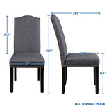 Yaheetech Upholstered Parsons Dining Chairs Set of 6, Fabric Dining Room Chairs Side Chair with Nailhead Trim and Wood Legs for Living Room, Padded Chairs, Khaki(3 Package)