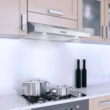 Cosmo 5U30 30 in. Under Cabinet Range Hood with Ducted / Ductless Convertible Slim Kitchen Over Stove Vent, 3 Speed Exhaust Fan, Reusable Filter, LED Lights in Stainless Steel