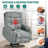 YITAHOME Power Lift Recliner Chair, Modern Fabric Recliner Chair with Massage and Heat, Spacious Seat, USB Ports, Cup Holders, Remote Control, Suitable for Living Room Dark Grey2